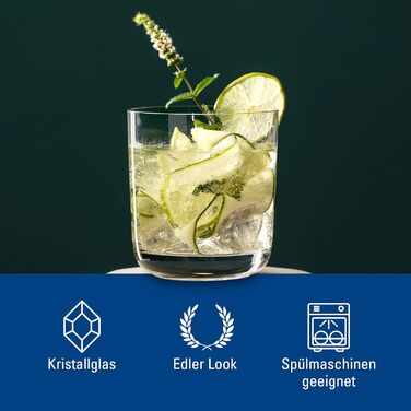 Набір склянок Villeroy & Boch La Divina для віскі, джину та тоніку, 4 шт, 250 мл, кришталь, можна мити в посудомийній машині