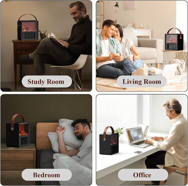 Електричний обігрівач Minthouz 1200W/800W з ефектом полум'я, термостатом та захистом від перегріву для дому та офісу