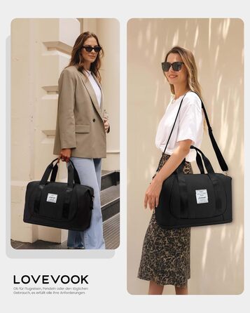 LOVEVOOK Сумка ручної поклажі Ryanair, 40x30x20 см, розширювана, для подорожей, зелена (чорна)