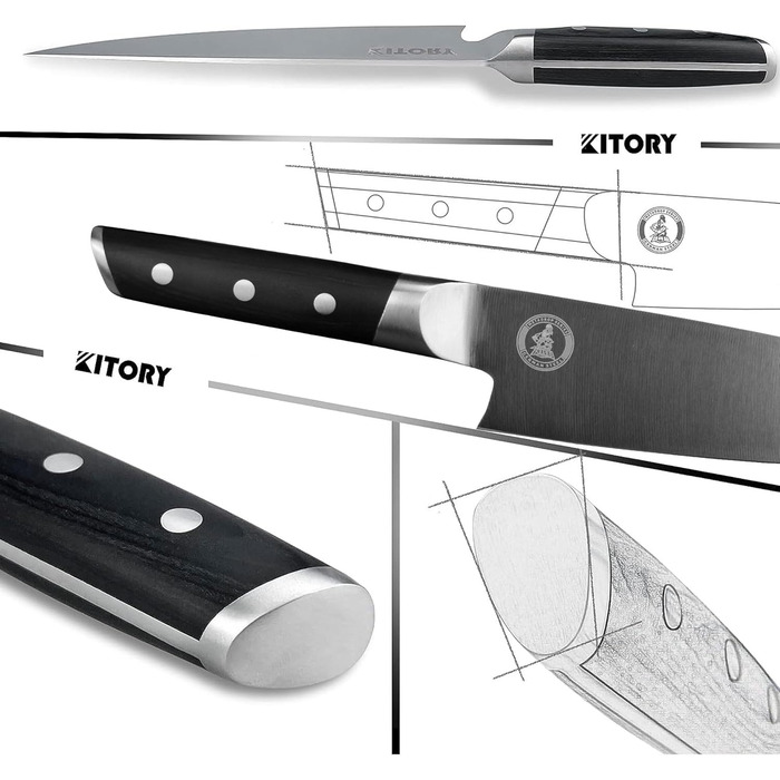 Кухонний ніж-топірець Kitory Hackmesser 18 см, з високоякісної нержавіючої сталі, з ручкою Pakkawood (Mtd06sde)