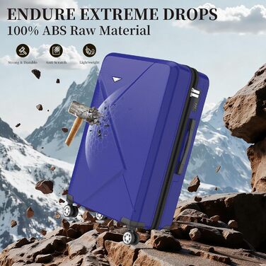 Набір валіз Ystyle Kofferset 5 шт: 12', 18', 20', 24', 28' + косметичка, ABS, 360° колеса, TSA-замок, для подорожей, круїзів, навчання за кордоном, м'ятно-зелений