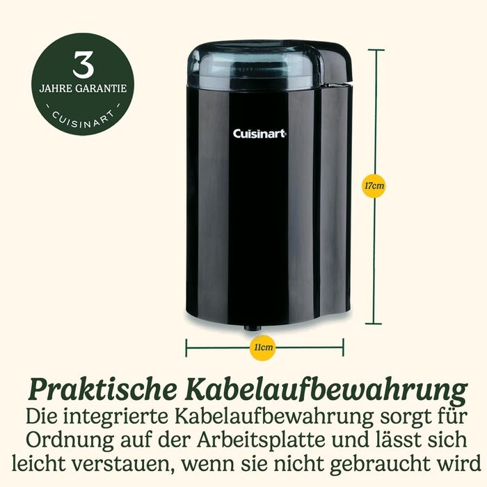 Кавомолка Cuisinart | Для дому | 4-18 чашок | 18 ступенів помолу | Різні ступені помелу для еспресо, колд брю, лате, капучино | Можна мити в посудомийній машині | Легко використовувати (Чорний)