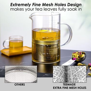 Large Tea Filter - SUS 304 Stainless Steel Tea Strainer with Extended Chains and Extra Fine Mesh Tea Egg for Infusing Herbal Tea, Spices, or Soups