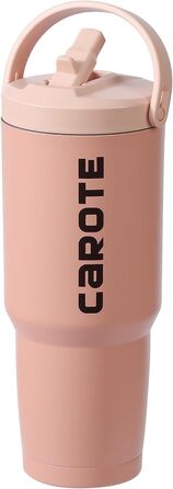 CAROTE Stainless Steel Water Bottle with Straw 960ml, Vacuum Thermos Flask with Flexible Lid, Leak-Proof, BPA-Free, Double-Walled Insulated Bottle for Hot and Cold Drinks (Pink)