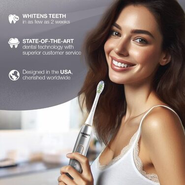 Електрична зубна щітка Wagner Stern IntelliBrush Series Whitening з датчиком тиску, 4 режими, 8 насадок, кейс (Silver Mist)