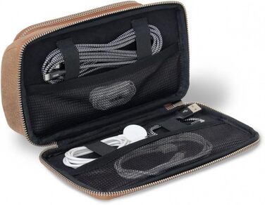 Cable Bag, Cable Organizer, Cable Case, Tech Pouch, Organizer Bag, Universal Pouch - Model 021 (Cognac)