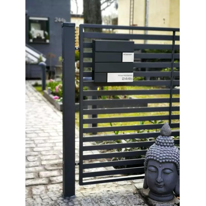 Поштова скринька Metzler Modell G антрацит, порошкове покриття RAL 7016, з гравіюванням та табличкою з нержавіючої сталі, настінний монтаж, 37x37x10.5 см