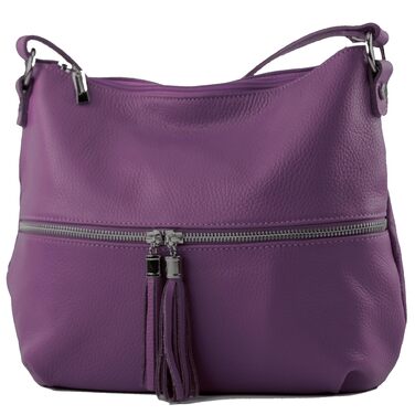 Сумка жіноча шкіряна через плече Modamoda T159, ручної роботи, Італія (Ліловий)
