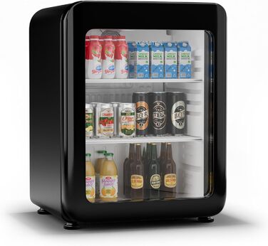 Klarstein Audrey Evo: Холодильник для напоїв 68 л, ретро-дизайн, LED-підсвічування, чорний