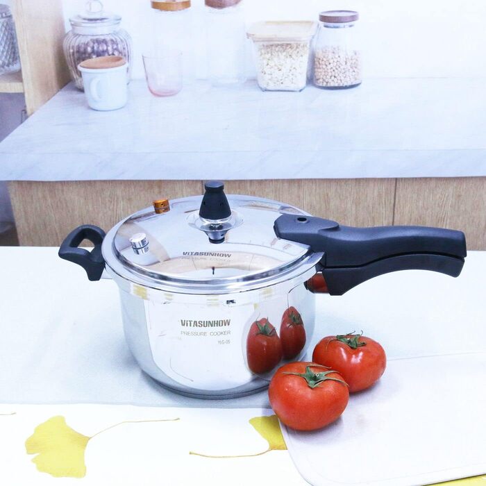 Друк-каструля з нержавіючої сталі 304 з системою безпеки - для індукційних, газових та всіх типів плит - професійне та домашнє використання (5 літрів)