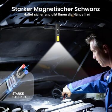 LED-ліхтарик Shadowhawk 2 шт. Зарядний, водонепроникний, COB, з магнітом та кліпсою, 7 режимів, чорний | Для кемпінгу, майстерні, надзвичайних ситуацій
