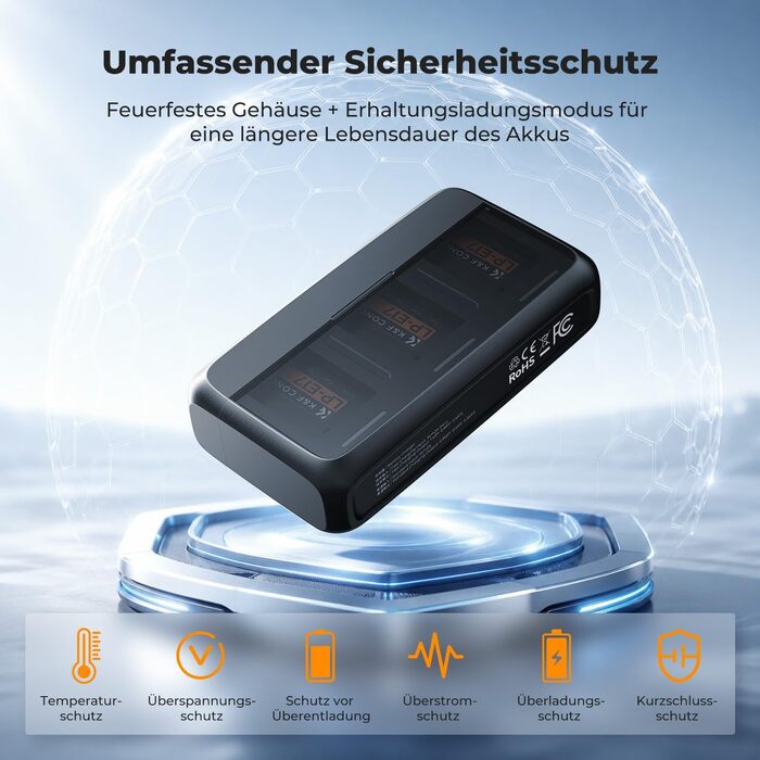 Комплект акумуляторів K&F CONCEPT LP-E17 1250mAh (3 шт.) з LED PD зарядним пристроєм швидкої зарядки 20W
