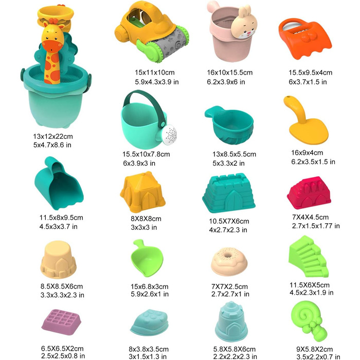 JoyGrow Kids Sand Toys, Beach Toy Set in Reusable Mesh Bag, Water Toys with Shovels and Buckets, Sandbox Bucket Animal Molds, Bath Toys for Boys and Girls