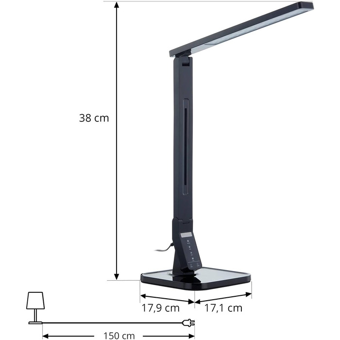 LED настільна лампа Lindby 'Eleni' з торкальним димером, чорна, для робочого кабінету та офісу