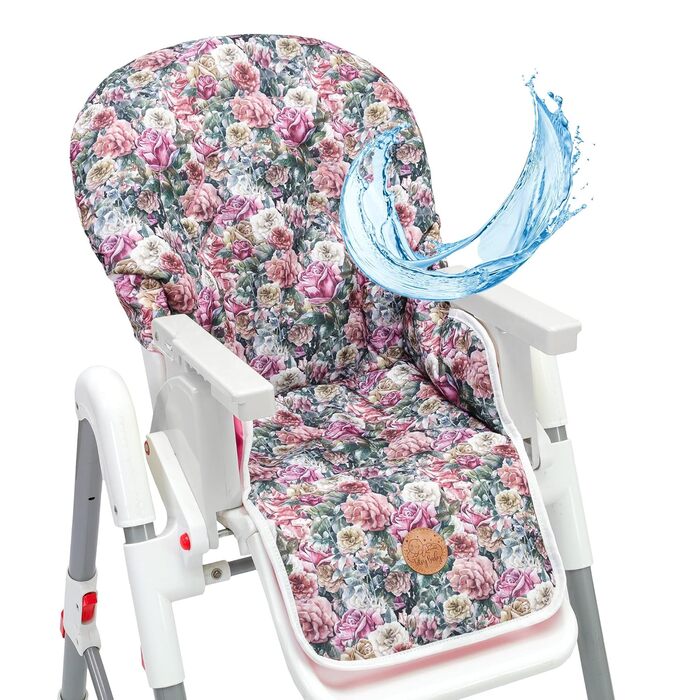 Seat reducer for high chair, baby seat cushion, chair - children for Ikea, Peg Perego high chair, chair cover for children's chair, baby chair and high chairs, leaves (flowers, seat cushion)