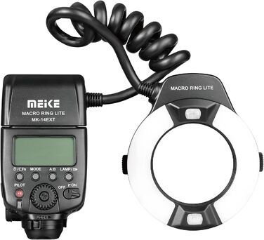 Meike MK-14EXT-C: Макро спалах Ring Lite з LED-лампою для Canon (5D Mark II, 6D, 7D, 50D, 60D, 70D, 550D, 600D, 650D, 700D)