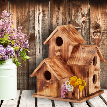 Relaxdays Birdhouse with 3 Houses