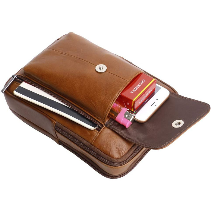 Шкіряна сумка-месенджер через плече Crossbody для чоловіків та жінок, чорна