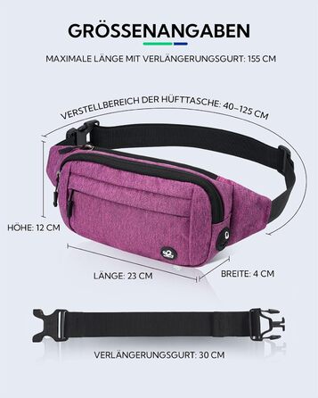 WATERFLY Поясна сумка на пояс для чоловіків та жінок: спортивна сумка на пояс, сумка-слінг для подорожей, туризму, прогулянок з собакою, активного відпочинку (фіолетовий)