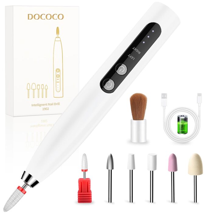 Електричний фрезер для нігтів DOCOCO з USB-C, для гелю та акрилу, манікюрний набір