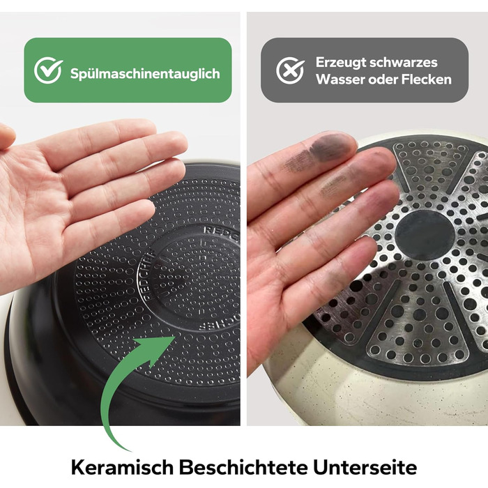 Набір посуду Redchef 16 предметів: каструлі та сковорідки з антипригарним покриттям, знімні ручки, для всіх типів плит, сумісний з духовкою, чорний