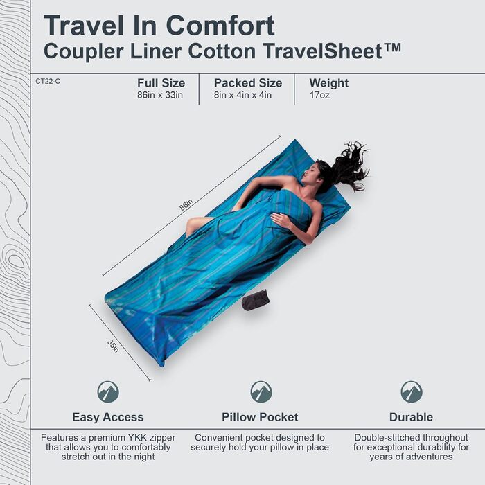 Кокон з бавовни Cocoon TravelSheet зі з'єднанням, спальний мішок для подорожей