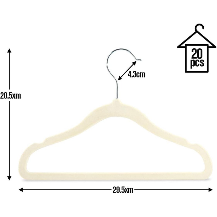 Набір велюрових вішалок для дитячого одягу ilauke (20 шт.), бежевий колір, з антиковзким покриттям