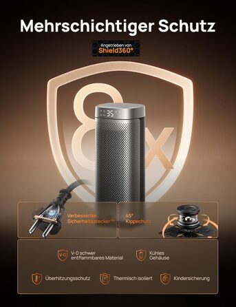 Dreo 16 Inch Electric Heater, Energy Efficient Space Heater with Thermostat, 70° Oscillating, Remote Control, 3 Modes, Tip-over & Overheat Protection, Silent Ceramic Fan Heater for Home, Silver