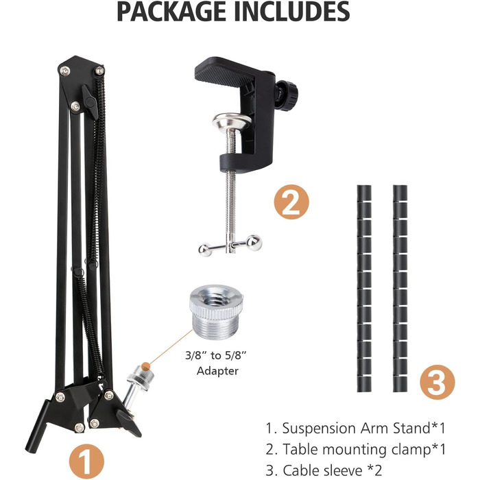 Підставка для мікрофону SUNMON для Fifine AM8, K688 PodMic, HyperX QuadCast, Blue Yeti, Shur MV7 - білий мікрофонний важіль, кріплення