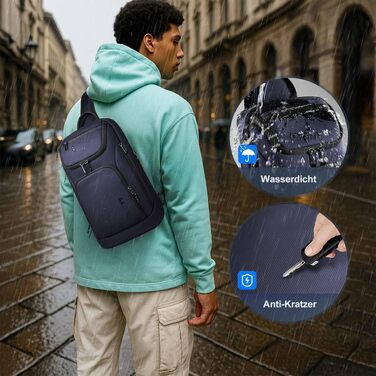 Чоловіча сумка-слінг через плече hk Crossbody, водовідштовхуюча нагрудна сумка з відділенням для планшета iPad 11.3