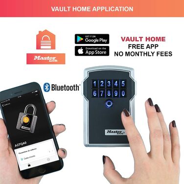 Сейф для ключів Master Lock Smart Connected з Bluetooth та кодовим замком, настінний, шифрування за військовим стандартом, 12.7x8.3x5.9 см
