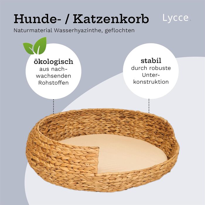 Dog bed, cat bed, Opal Water Hyacinth, Natural, Size 5 (Ø 83 cm) (Size 4)