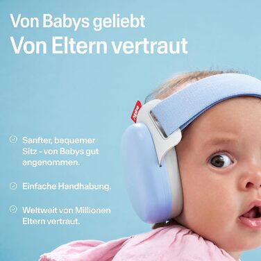 Дитячі навушники Alpine Muffy Baby Klassik - захист від шуму для малюків до 36 місяців, чорний (комфорт - блакитний)