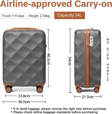 Чохол валіза British Traveller Hartschalenkoffer Groß, 74.5 x 49 x 30.5 см, сірий, з TSA-замком та 4 колесами для подорожей та бізнесу