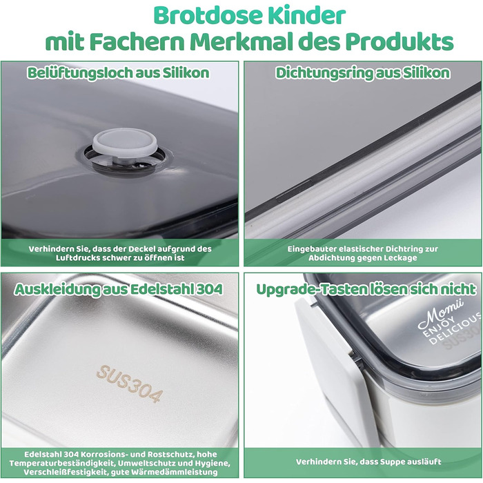 Преміум ланчбокс: сталевий контейнер для їжі дорослим та дітям з відділеннями. Ідеальний для школи, університету, офісу та подорожей.