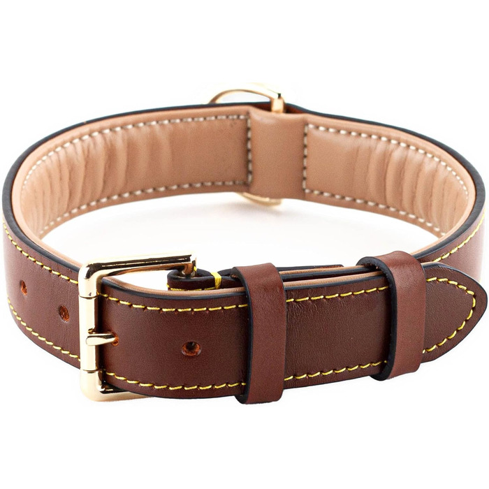 Нашийник для собак Brute Strength з натуральної шкіри, чорний, з чорними швами (XXL, 66-73 см)