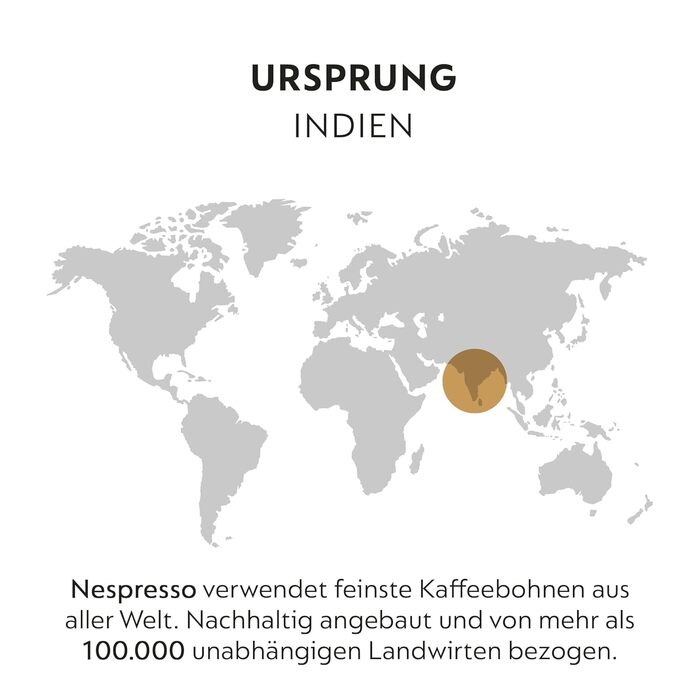 Кава Nespresso Original India: суміш Arabica та Robusta, темне обсмаження, 100 капсул