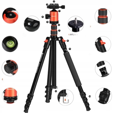 Штатив-трипод для фотографії Geekoto AT24Pro Dreamer, складаний, алюмінієвий, 3в1