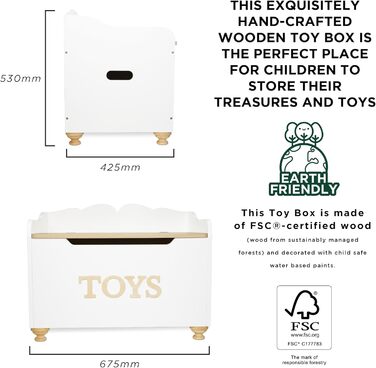 Le Toy Van Велика дерев'яна іграшкова скриня для дітей, 68x43x53 см, безпечні петлі, до 50 кг, навчальна, стиль Монтессорі, від 3 років