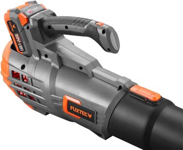 FUXTEC 20V Cordless Leaf Blower FX-E1LB20 - Includes 2 x 2Ah Li-Ion Batteries and 2.4A Charger - Leaf blower for removing leaves from gardens, walkways, and driveways - Quiet - up to 38m/s