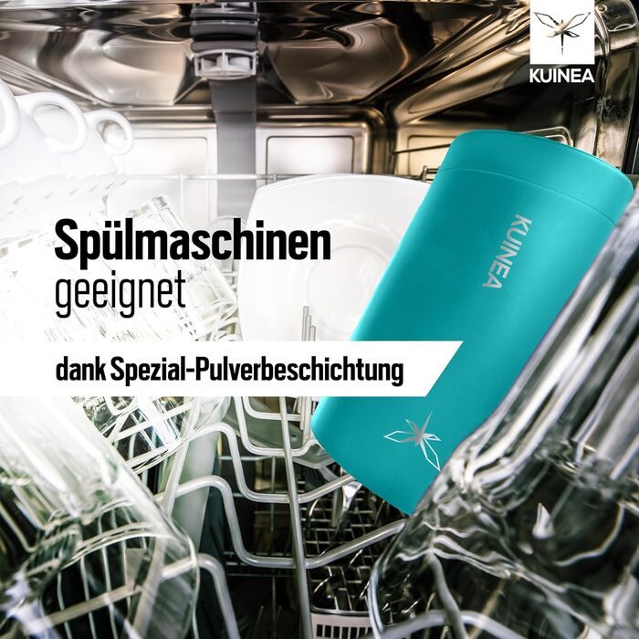 Термокружка KUINEA для кави та чаю, 350 мл, нержавіюча сталь, з щільним закриттям, зелена (турквіз), BPA-free