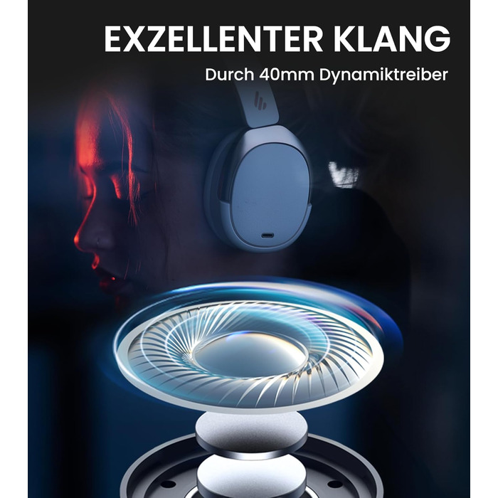 Edifier WH950NB навушники з активним шумозаглушенням: Bluetooth V5.3, LDAC, Hi-Res Audio, 55 годин роботи, складна конструкція, білий колір