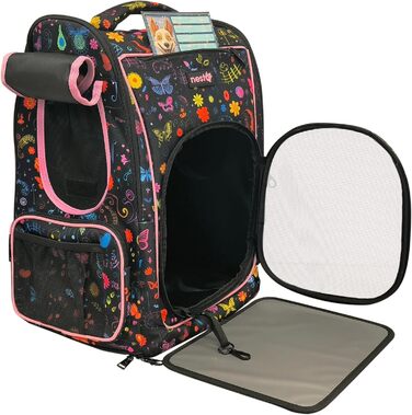 Рюкзак для собак та котів, до 5 кг, ергономічний з вентиляцією, для подорожей (рожевий, з метеликом)