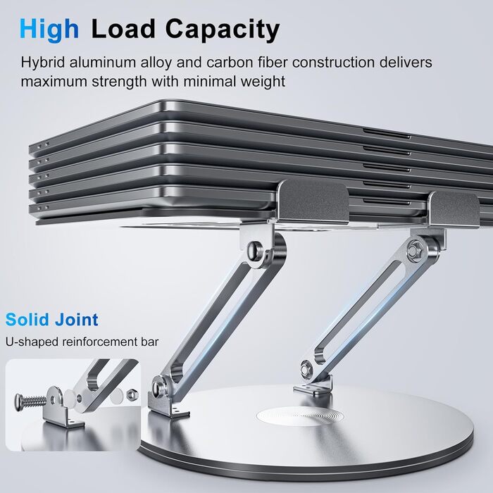 Підставка для ноутбука регульована по висоті, складана, ергономічна з вентиляцією та 360° поворотом, вертикальна, сумісна з MacBook, Dell, HP, 11-16'