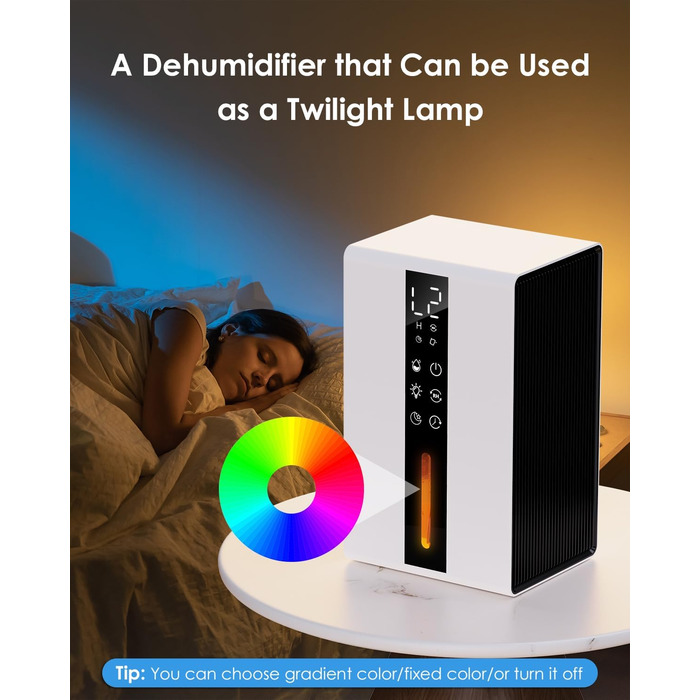 Електричний осушувач повітря 1,8L, 2 режими, таймер, LED, для ванної, спальні, гуртожитку 1800 мл