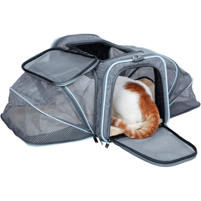 Складана переноска для собак і котів, 72 см. Підходить для подорожей на авто та літаку. Зручна переноска з довгим плечовим ременем, двостороння