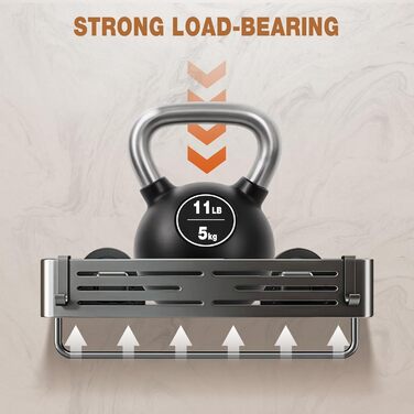 Дзеркальна поличка для душу Lekesky, 2 шт., Gunmetal Grey, алюміній, на присоску, без свердління, з 12 гачками, прямокутна