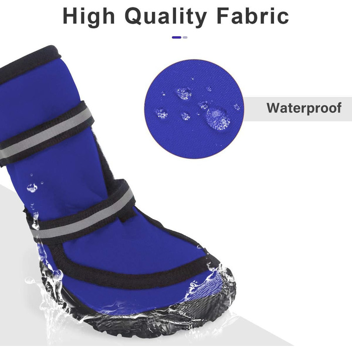 Dociote Dog Boots Paw Protection with Anti-Slip Sole, Reflective Strap, Waterproof Velcro Closure Snow Boots for Medium to Large Dogs 4 Pieces Blue XL XL (4 Pack) Blue