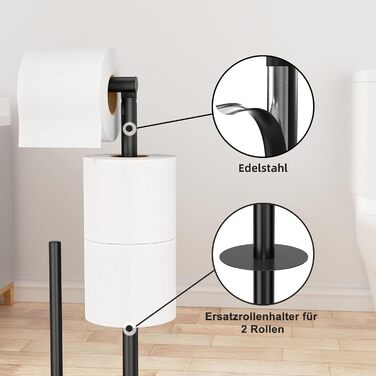 Тримач туалетного паперу з щіткою для унітазу (чорний матовий)