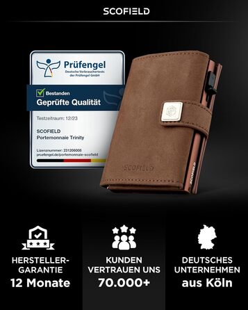 Чоловічий гаманець SF SCOFIELD з відділенням для монет | Тонкий гаманець на 9-11 карт | RFID захист | Гаманець-картхолдер | Гаманець для чоловіків | Smart Wallet | Елегантний дизайн | Vintage Brown - Caramel Brown